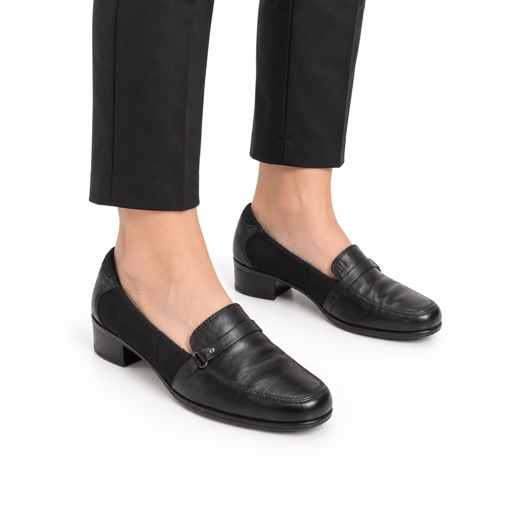Dockers Vintage Y2K Black Leather Slip On Penny Loafers Women's Size 10W